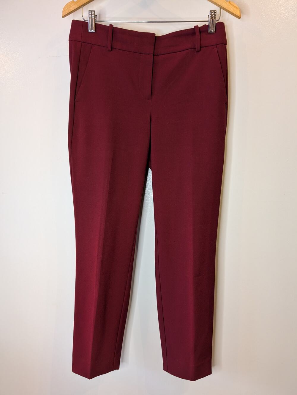 J.Crew Mercantile Burgundy Slim Straight Crop Trousers Sz 6 Ankle Pant